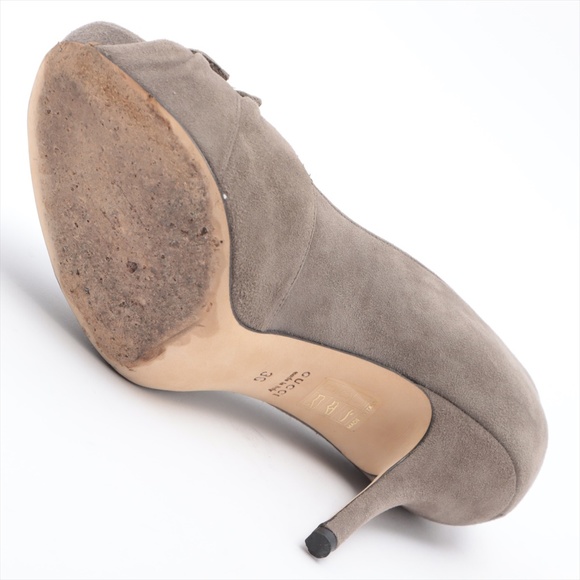 GUCCI Grey Suede Bow Peep Toe Pumps Size 36 US Regular price - Picture 12 of 13
